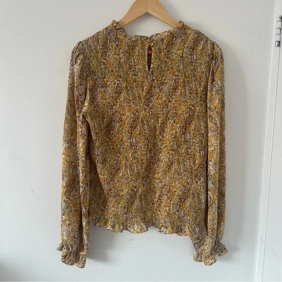 Joie Smocked Paisley Blouse – Mustard / Gold – Size XL - Picture 7 of 13